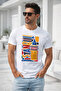 Men's White 100% Cotton Istanbul Printed Crew Neck Short Sleeve T-Shirt - 2