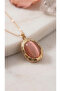 Minimal Oval Shape Pink Natural Stone Steel Women's Necklace