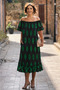 V136-Black Anatolian Patterned Madonna Collar Dress