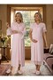 New Season Pink Stylish Lace Summer Buttoned Design Short Sleeve Maternity Maternity Dressing Gown Nightgown Set