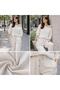 Women's Off-White Modal Fabric Off-Shoulder Top and Bottom Set - 2
