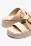 Adella Beige Suede-Leather Women's Slippers - 5