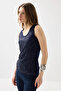 Sequin Pullover Athlete Blouse - Navy Blue - 5