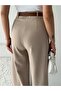 Trendy High Waist Pleated Belt Detailed Wide Leg Pants - 3