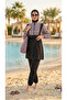 Women's Black Patterned Bag, Fully Covered Zippered Water-Repellent Parachute Hijab 4-Piece Swimsuit Set _2308 - 5