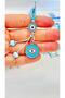 Light Blue Round Eye Patterned Silver Evil Eye Keychain