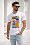 Men's White 100% Cotton Istanbul Printed Crew Neck Short Sleeve T-Shirt - 5
