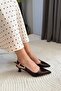 Women's Flow Brown Patent Leather Pointed Toe Short 5 cm Heeled Comfortable Stylish Open Back Stiletto Shoes - 2