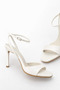 White Thin Heeled Evening Dress Shoes - 2