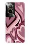 Realme 12 Lite Compatible Burgundy Heart Patterned Transparent Phone Case