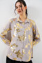 Women's Foil Patterned Shirt 20253 - Golden Yellow - 3