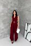 Women's Burgundy Shirt Collar Button Detailed Maxi Jumpsuit Nbk061 - 3