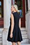 Women's Lycra Thick Crepe Fabric Wrap Double Breasted Sleeveless Skirt Above Knee Dress - Black - 7