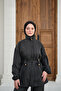 Women's Hidden Zipper Belted Pants Suit Black - 3