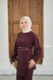 Women's Gold Snap Fastener Belted Pants Suit Plum - 3