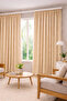 Linen Look Single Wing Extra Foam Living Room Kitchen Background Curtain Beige - 3