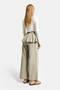 Women's Khaki Green W5 Straight Fit Loose Cut Belt Detailed Special Design Trousers - 5