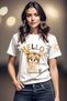 100% Cotton Women's White T-Shirt - Fun Cartoon Printed Crew Neck T-Shirt - 7