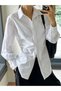Women's Side Gathered Waist-Fitted Trendy Long Shirt New Season - 3
