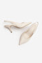 Women's Stiletto Pointed Toe Open Back Strap Short Classic Heeled Shoes Dorve Ecru - 7