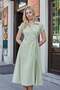 Women's Modal Diagonal Double-Breasted Wrap Collar Skirt with Pleated Pockets Midi Length Below the Knee Dress-Çağla - 3