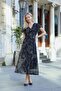 Women's Patterned Tulle Double-Breasted Flounce-Sleeved Skirt with Long Lycra Lining Dress-Shawl Pattern - 4