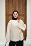Women's Side Buttoned Inner Tie Detail Gölmke Cream - 4