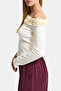 Women's Ecru Yellow W5 Organic Cotton Fabric Single Sleeve and Rose Detailed Design Blouse - 6