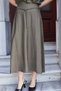 Women's High Waist Corseted Knitted Belted Midi Skirt-Khaki - 4