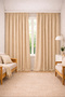 Linen Look Single Wing Extra Foam Living Room Kitchen Background Curtain Beige