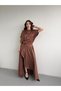 Full Satin Fabric, Cross-Slit, Flared Hem, Short-Sleeved, Brand Equivalent Design, Stylish Dress. - 2