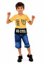 Boy's Be Cool Text Patterned T-Shirt and Denim Shorts Yellow Color Two-Piece Set - 3