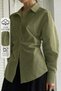 Women's Side Gathered Waist-Fitted Trendy Long Shirt New Season - 3