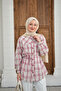 Women's Plaid Pattern Waist Tie Shirt Pink