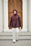 Women's Gathered Hem Shirt Burgundy - 3