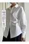 Women's Side Gathered Waist-Fitted Trendy Long Shirt New Season