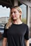Women's Lycra Silky Textured Modal Combed Cotton Wide Zero Neckline Low Shoulder Short Sleeve Blouse-Black - 6