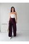 High Waist Wide Leg Lace-Up Pleated Palazzo Trousers - 2