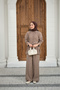 Women's Pleated Waist Detail Two Belted Shirt Collar Suit Mink - 4