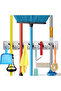 Mop And Broom Holder, Wall Mounted Organizer 5 Position With 6 Hooks Multicolour - 6