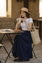 Cotton Soft Textured Fileto Pocket Poplin Fabric Long Skirt 90cm - 3