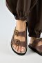 Sevalli Women's Leather Genuine Leather Double Buckle Brown Slippers - 6