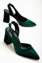 Tonia Khaki Velvet Heeled Women's Shoes - 2