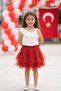 23 April Girls' Combination Outfit Red Tutu Skirt Ecru Ruffled Blouse Holiday Show Special Occasion Set