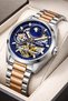Automatic Mechanism Steel Cord, Steel Case Men's Wristwatch Bracelet Gift Silver-Rose S - 3