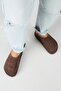 (Jana) Women's Genuine Leather Flat Platform Coffee Slippers - 7