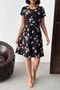 Women's Black Floral Patterned Mini Dress Nj159 - 5