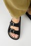 Sevalli Women's Leather Genuine Leather Double Buckle Black Slippers - 8