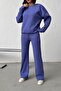 Women's Purple Basic Elastic Waist Top and Bottom Tracksuit Set Nj154 - 3