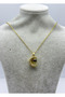 Steel Gold Stone Moon Necklace - 25Ctr418 - 2